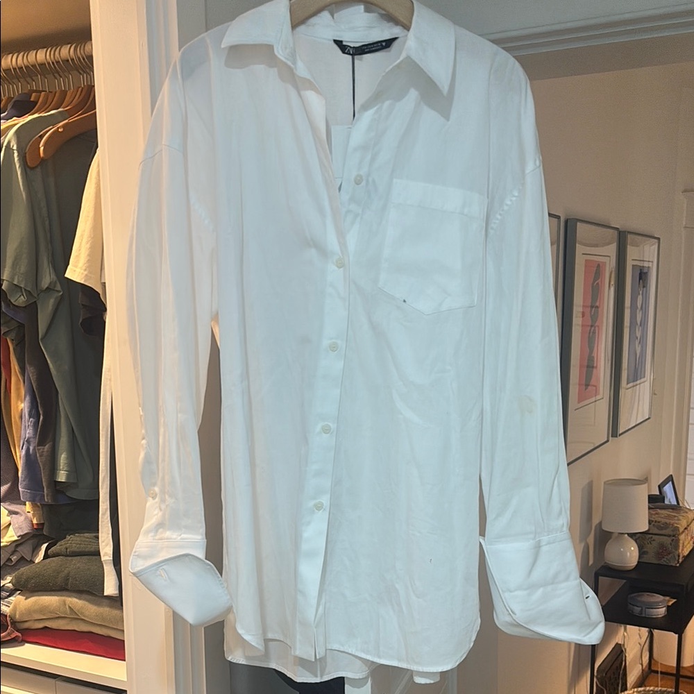 NWT Oversize Zara White Button Down shirt